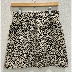Leopard Print Mini Skirt with Pockets